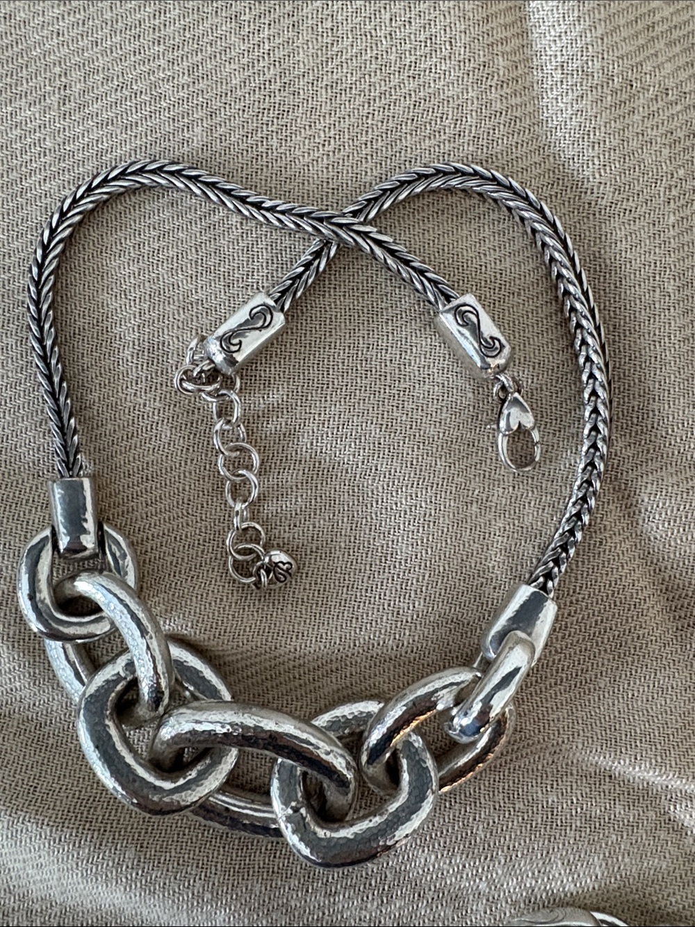 Brighton Silver Linked long necklace. Short necklace and Earrings 3 piece-Set - Picture 8 of 9